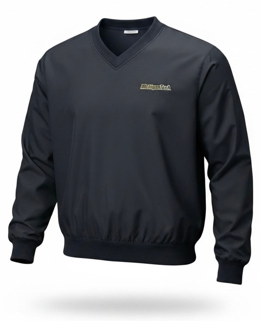 Holloway Michigan Tech Huskies Pullover Windbreaker Jacket Black Mens Small VTG